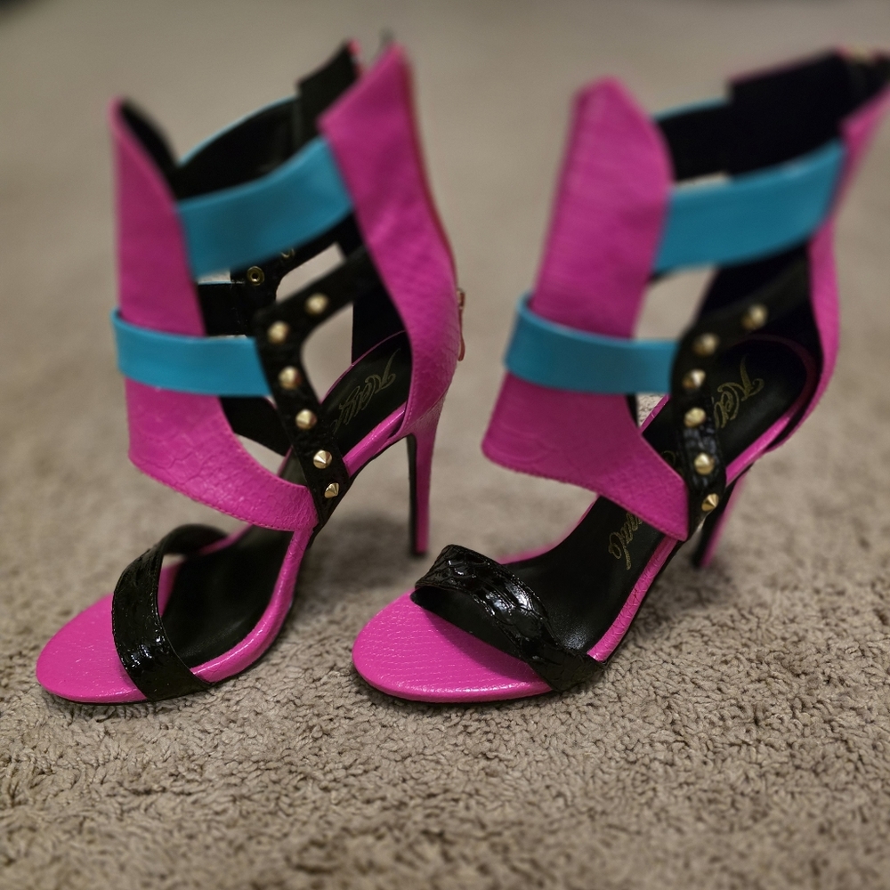 Stylish Pink and Blue Women's Heels